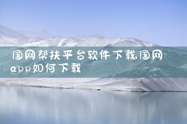 国网帮扶平台软件下载
