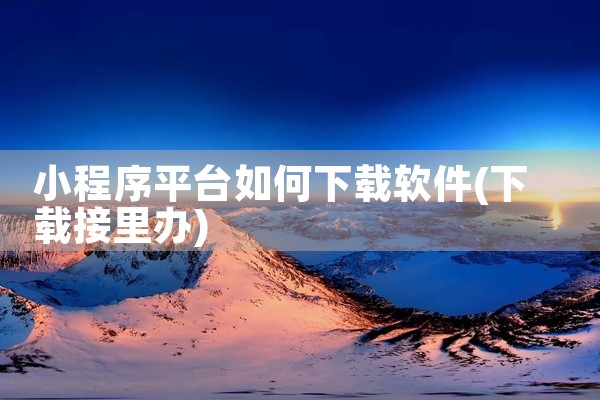 小程序平台如何下载软件